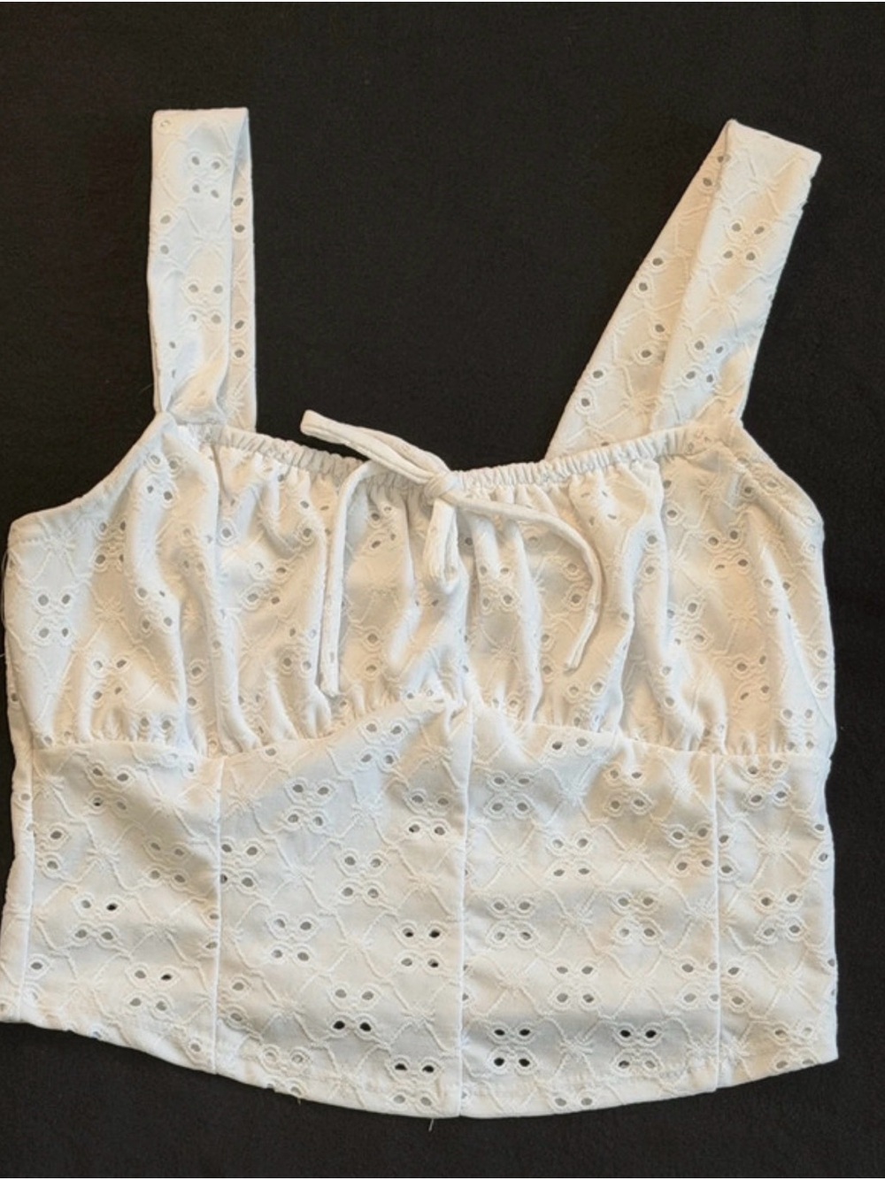 White Eyelet Cropped Tank Top - Women medium